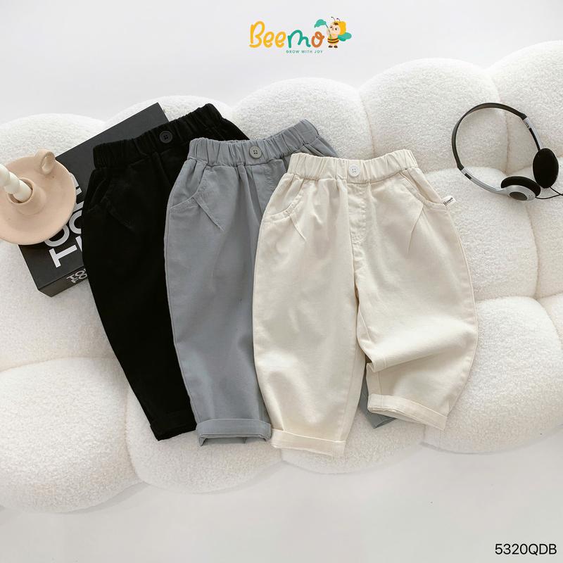 Quần kaki baggy Beemo may ly túi vải kaki mềm mịn cho bé trai mặc đi học, đi chơi từ 9-24kg 5320QDB