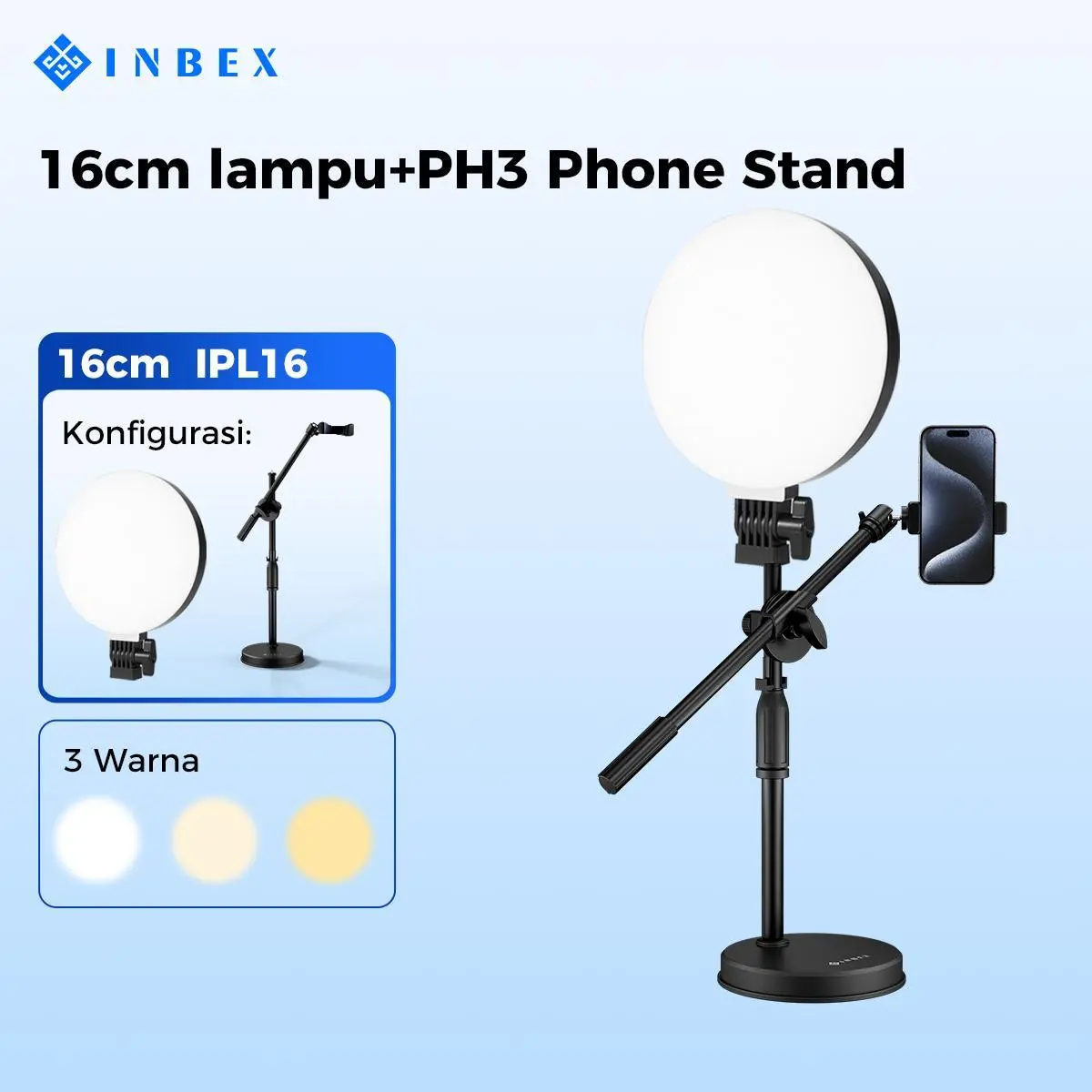 【BUY 1 GET 5】【Garansi 30 HARI】【COD】【24H Shipping】INBEX IPL16 Lampu Kontent Kreator Portabel Lighting Studio Video/Livestreaming+Tripod Overhead Stand hp