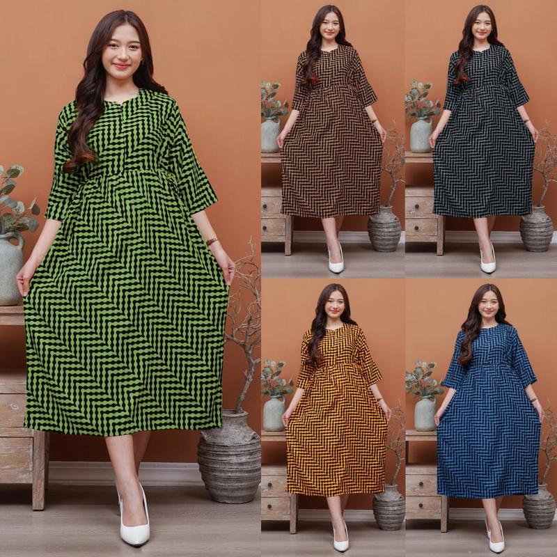 Product Introduction of Daster CHIBI LAVINA Busui Resleting Depan Tali Kanan Kiri Daster Rayon Motif Lengan 7/8 Casual Wanita Dress Bumil 6