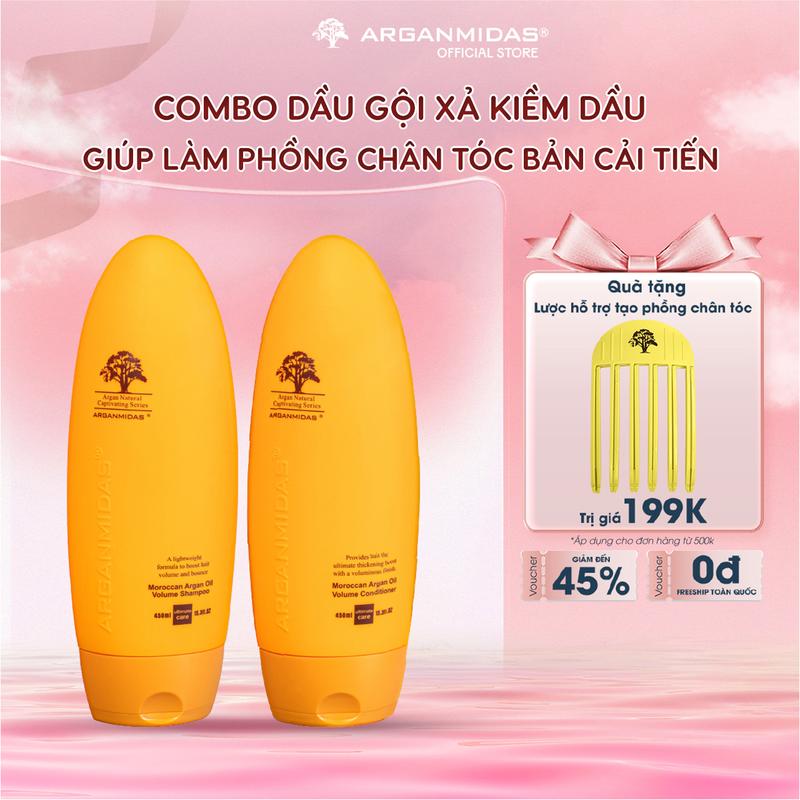 Bộ dầu gội và dầu xả Kiềm Dầu Tạo độ Phồng Phiên Bản Nâng Cấp Arganmidas