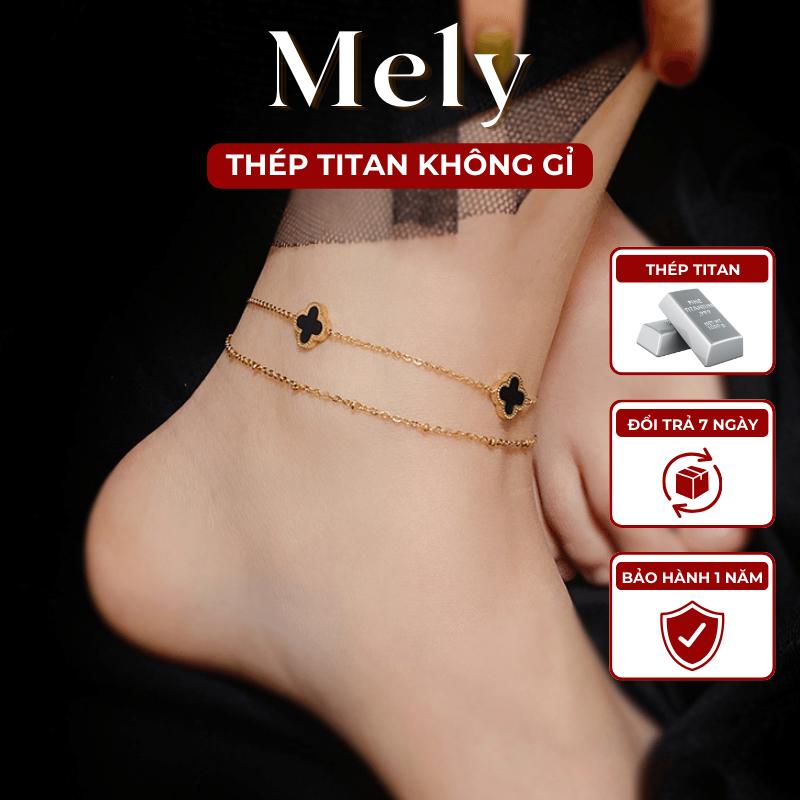 [KHÔNG ĐEN GỈ] Lắc chân Titan cỏ 4 lá dạng 2 dây cá tính thời trang phụ kiện cho nữ - Mely TT97