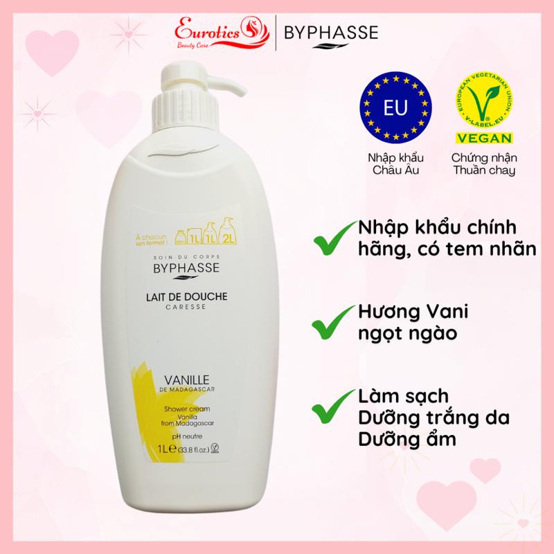 Sữa Tắm Trắng Da BYPHASSE Chiết xuất Vani tự nhiên Dưỡng ẩm Dưỡng trắng da Nhập…