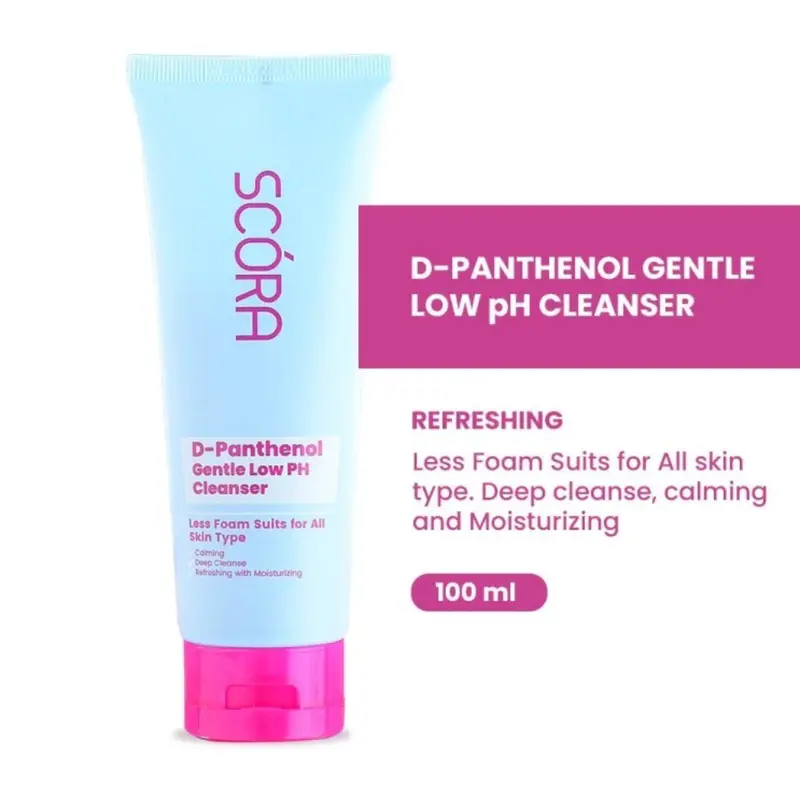 SCORA D-Panthenol Gentle Low pH Cleanser 100ml facial  wash sabun  wajah scora  pink Cleansing Membersihkan Muka Kotoran Kering Mencerahkan v it viral 1