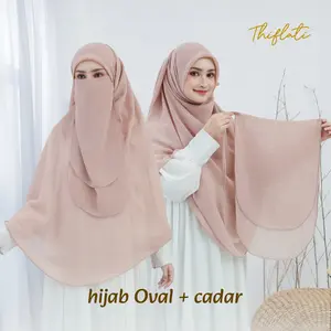 Set Hijab Syar'i dan Cadar Niqob Arab 2 Layer Pollycotton Super Nyaman