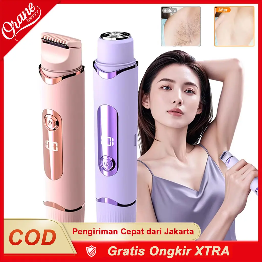 Oranebeauty 2in1 Alat Cukur Bulu Wanita Epilator Pencukur Cukuran Shaver Alis Bulu Halus Elektrik Mini Portable
