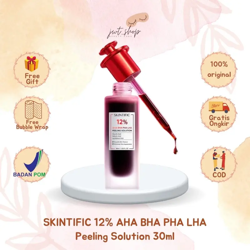 SKINTIFIC 12% AHA BHA PHA LHA Peeling Solution 30 ml Eksfoliasi Menghaluskan Kulit Wajah 0