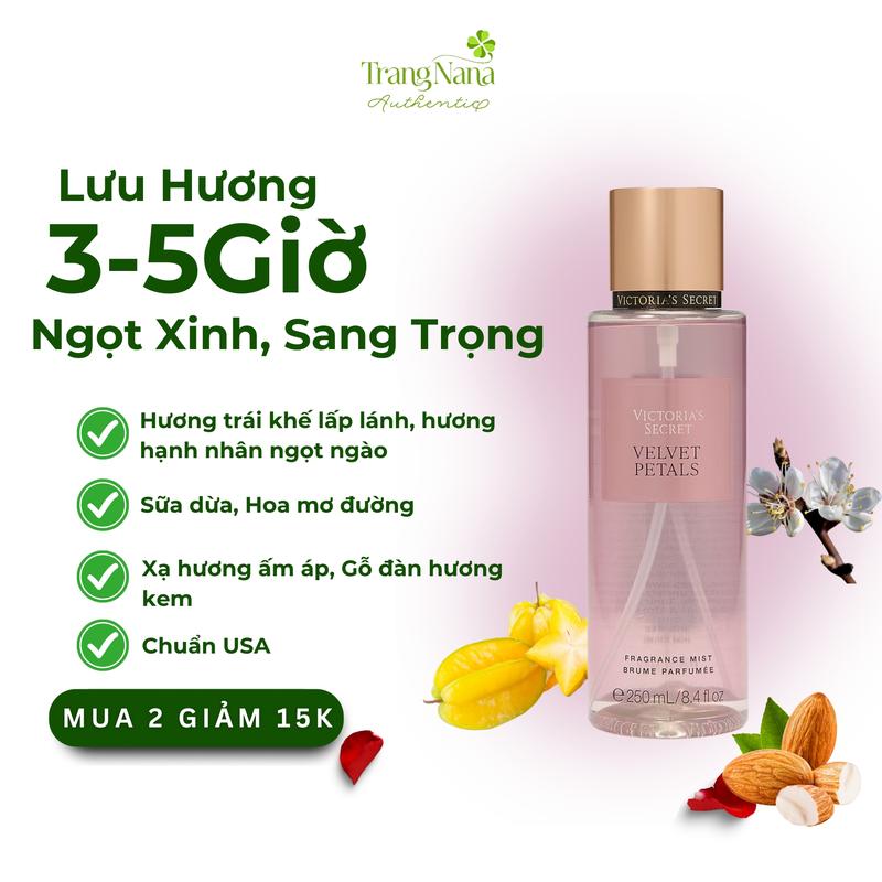 Xịt Thơm Victoria's Secret Velvet Petal Hương Nước Hoa Khử Mùi Cơ Thể 250ML - Nữ - Women Cosmetic Perfume