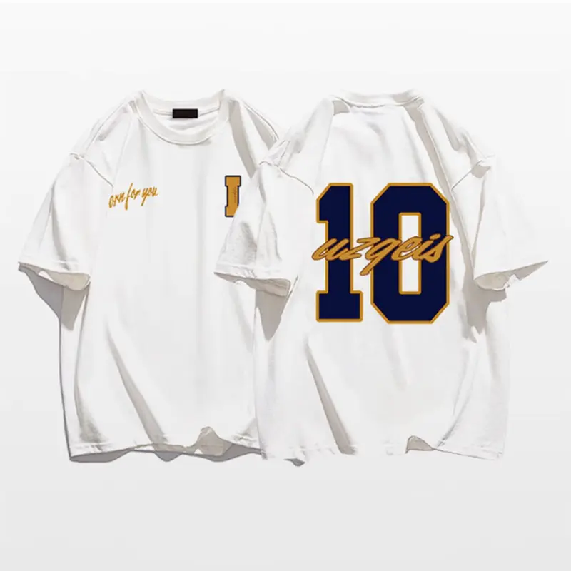 Fashion Gesture Printed Letter T-shirt Casual Hip-Hop Breathable Round Neck Short Sleeve T-shirt High Soft 5