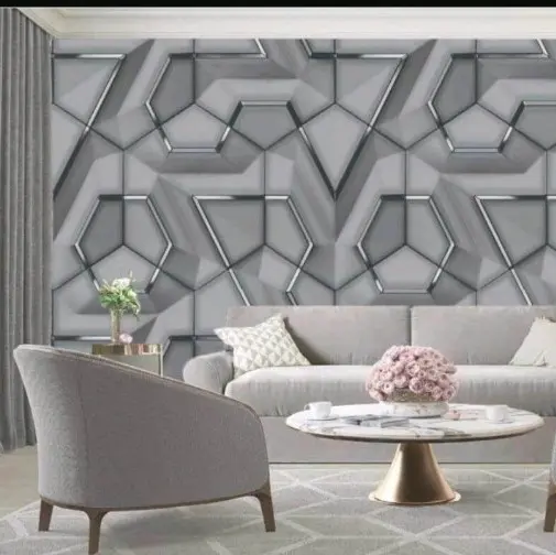Wallpaper Sticker Dinding Motif Geometrik Arizonal Putih Dof List Gold Bahan Kertas PVC Full Lem Perekat Natural Minimalis Premium COD 8