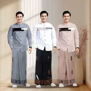 Set Koko Pria Lengan Panjang Motif Yordan + Sarung Sarwon | Baju Muslim Pria Premium Adem Nyaman | Koko Lebaran Terbaru 2026