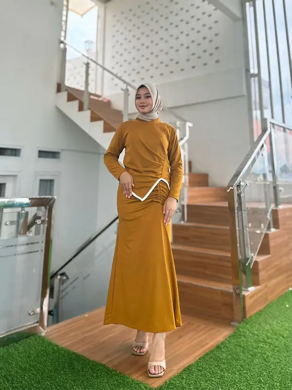 One Set Rok Airin ( Atasan dan Rok ) Model Mermaid Serut Simpel Terbaru 2024 5