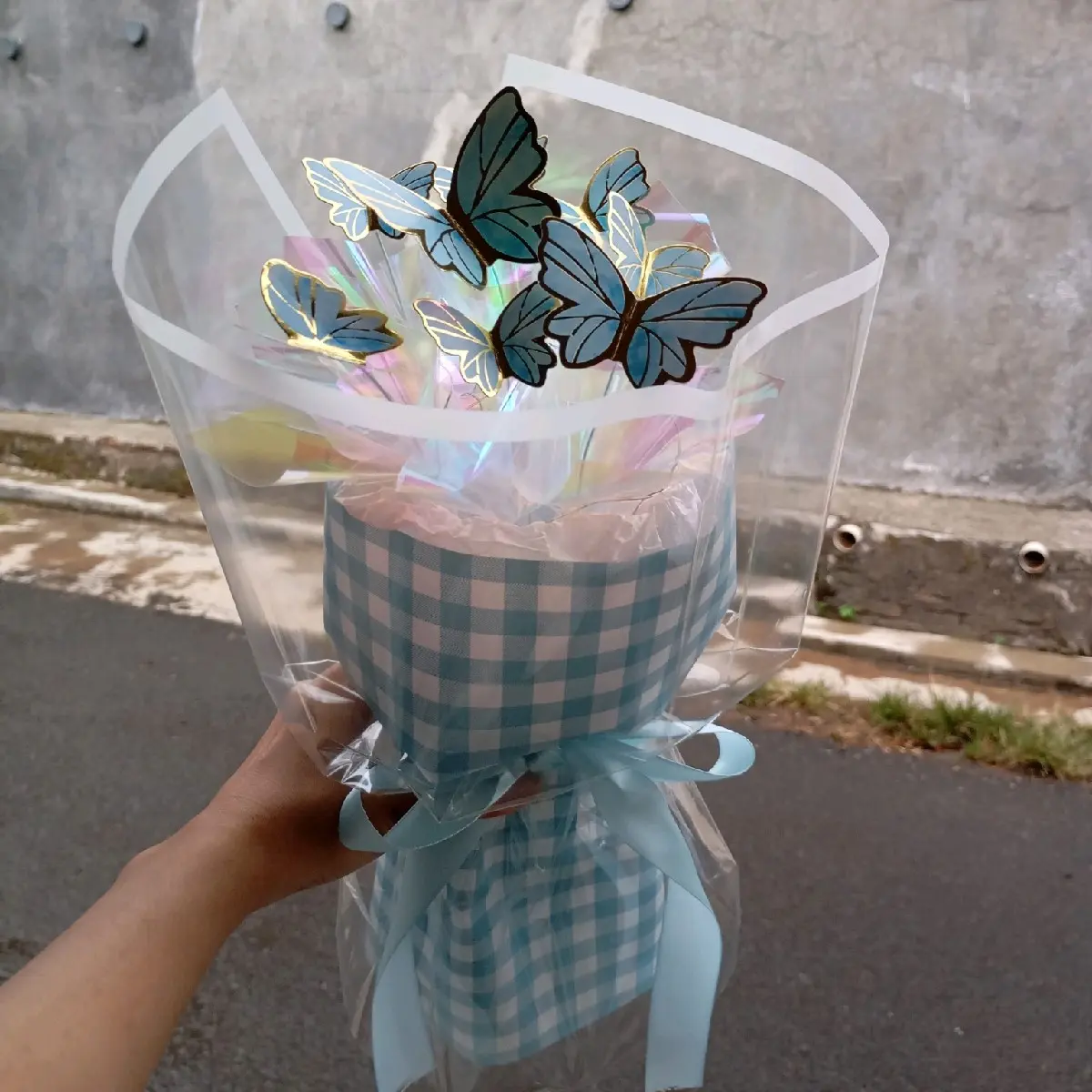 Buket kupu-kupu biru/buket wisuda sempro semhas/buket lucu murah