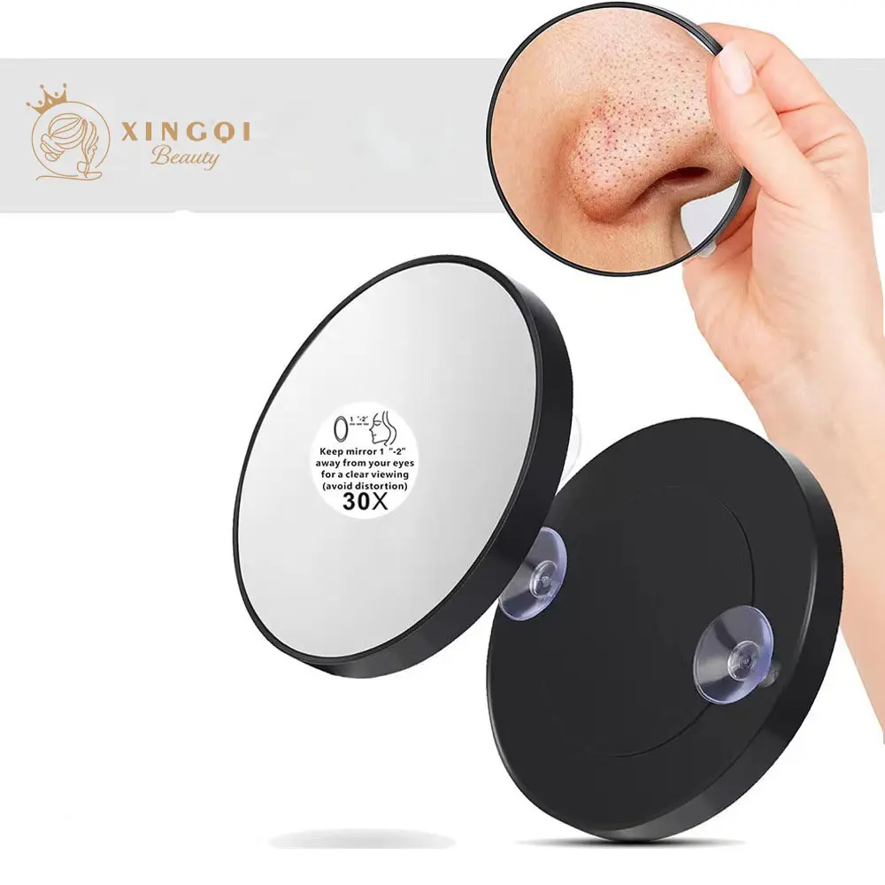 cheap 3.5 inch mini pocket biscuit white/black acrylic suction cup magnifying 10x 20x 30x times cosmetic mirrors for  travel shaving shower tiny mirrors for bag