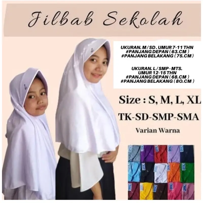 Hijab Sekolah Anak SD Size M 0