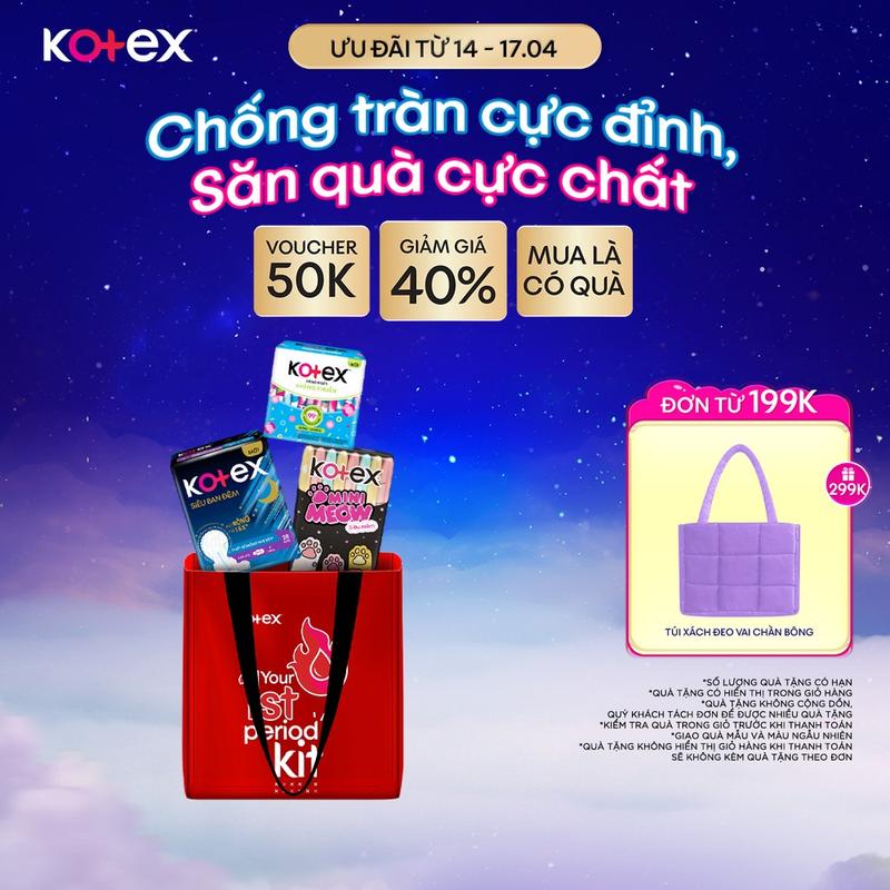 Set 8 món gồm 3 gói băng vệ sinh và 1 quần lót, túi đựng băng vệ sinh, khăn ướt, sổ tay, túi nhựa dành cho mùa dâu đầu tiên