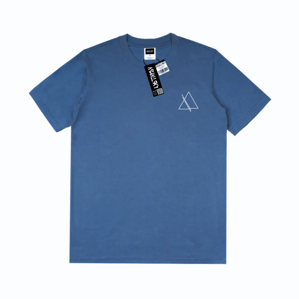 Ashall.sky Kaos Distro Pria Biru Denim Simpel Premium - Baju Atasan Pria Wanita Unisex Katun Combed 30s