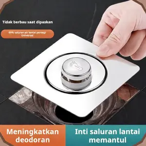 【Dollpen】Saluran pembuangan lantai kamar mandi pipa dorong ke bawah penghilang bau artefak penutup penyegel inti pantulan saluran pembuangan lantai universal yang dioperasikan dengan kaki