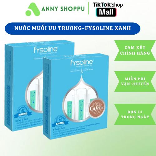 FYSOLINE XANH HỘP 5 TÉP Nước muối ưu trương FYSOLINE - Dùng hỗ trợ khi nghẹt mũi viêm mũi cho bé -Chính hãng
