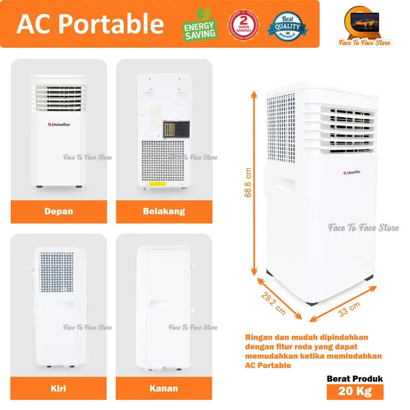 AC Portable Ruangan 1/2PK 3/4PK 1PK 1.5PK 2PK.Low Watt.UnitedStar.Terbaru.Garansi Resmi.Pendinginan Cepat.Ac Mini Portable.Ori.AC Standing.AC Duduk.Air Cooler.Kipas Angin.Air Conditioner Portable.Elektronik Portable.AC Berdiri Pendingin Ruangan.AC 1/2 PK. 2