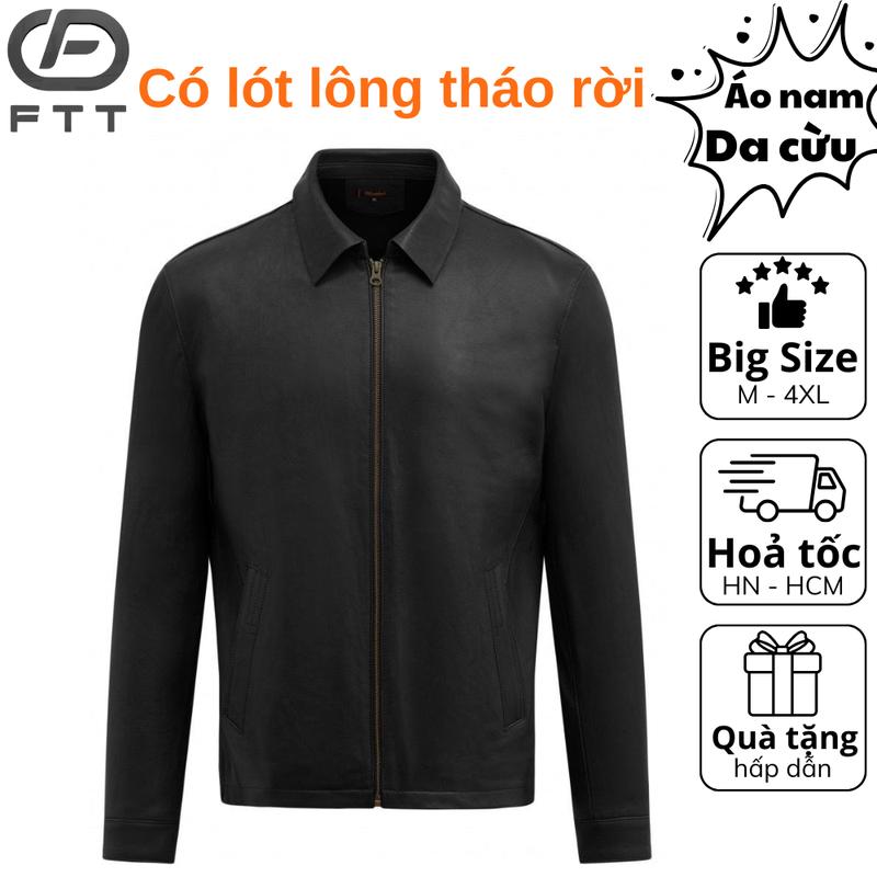  Áo khoác da nam cổ bẻ da cừu cao cấp FTT Leather Collar Jacket dáng suông chất liệu da bề bỉ AD408 