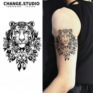 Hình Xăm Tạm Thời, Thiết Kế Hình Hổ, Dán Hình Xăm, Trên Cỏ, Kéo Dài Trong 15 Ngày, Không Thấm Nước, Không Lo Bị Ma Sát, Đi Kèm Với Hình Xăm