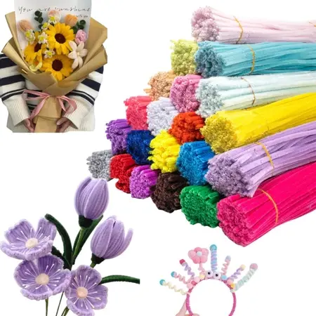 [SALE] 100Pcs Kawat Bulu Mercy Pipe Cleaner Pastel Rainbow Mix / Floral Tape / Tangkai Bunga Kawat Hijau / Kawat Bulu Mainan Anak Craft Diy Kerajinan Tangan Pipe Cleaner Gembul