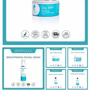 Rangkaian Perawatan Wajah SKINNAZA Toner White Ecer - Facial Wash, Toner, Serum, Day Cream, Night Cream, Salep - Mencerahkan