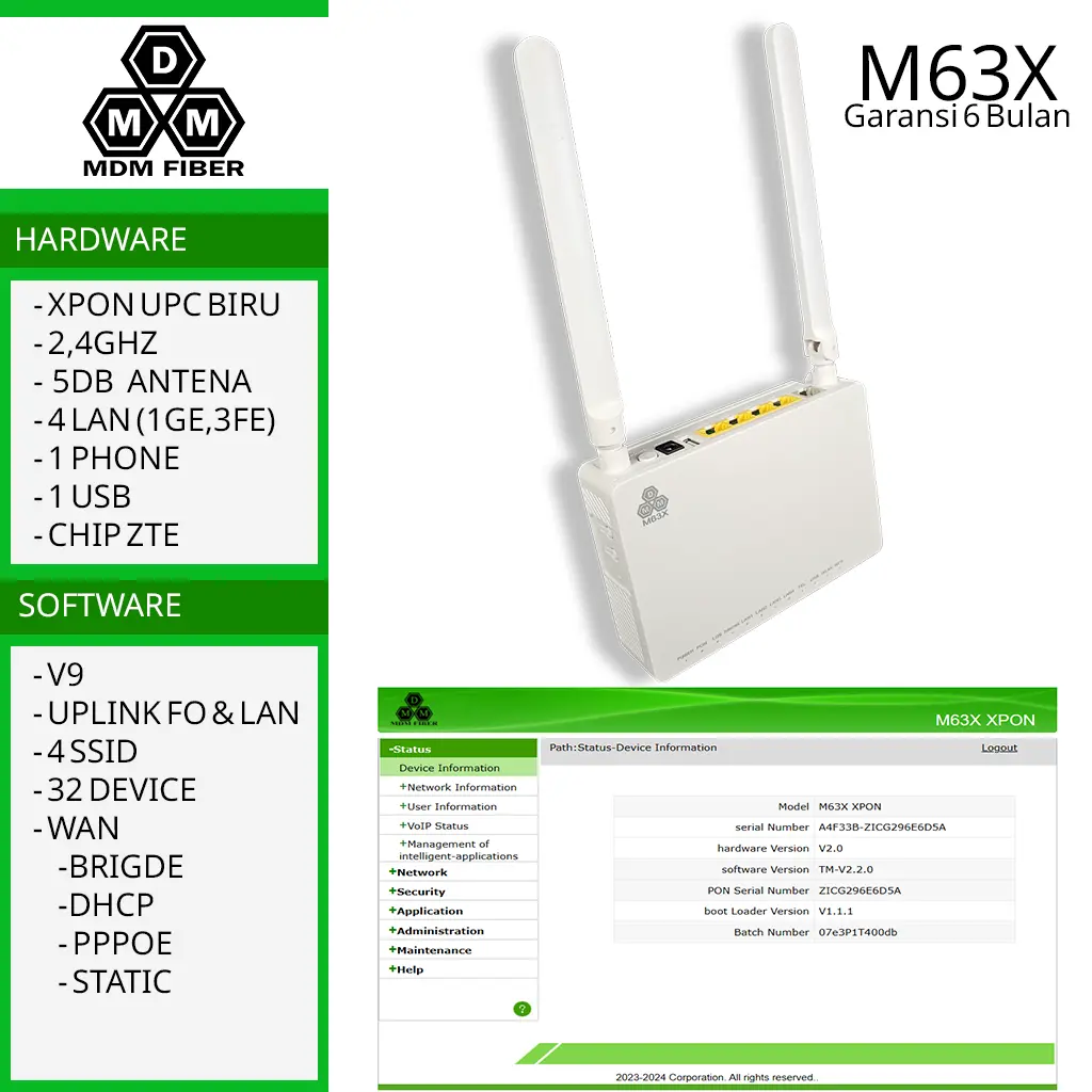 M63X xpon router ont wifi mdm fiber