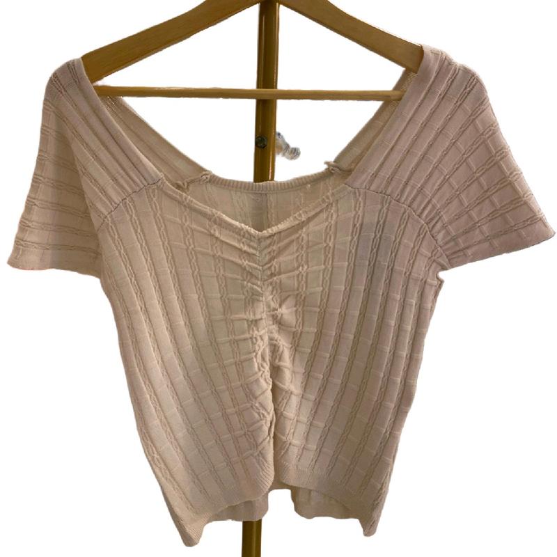 Atasan rajut crop top V neck korea kekiniaan 0