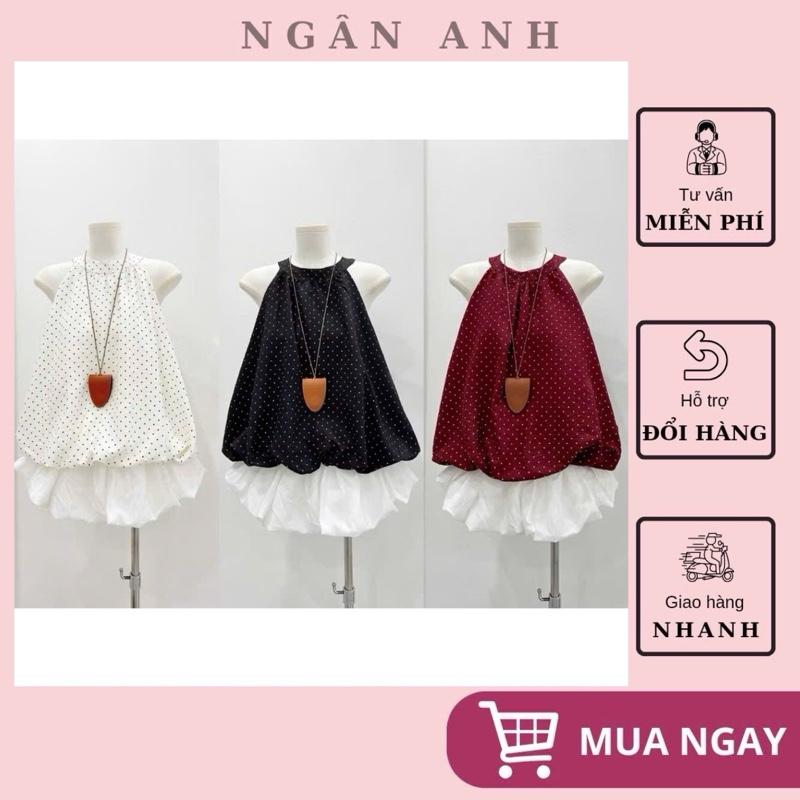 [Ngân Anh] Áo Yếm Bí Chấm Bi Dáng Rộng Dành Cho Mẹ Bầu Siêu Xinh (Bigsize bon chen tốt nha)