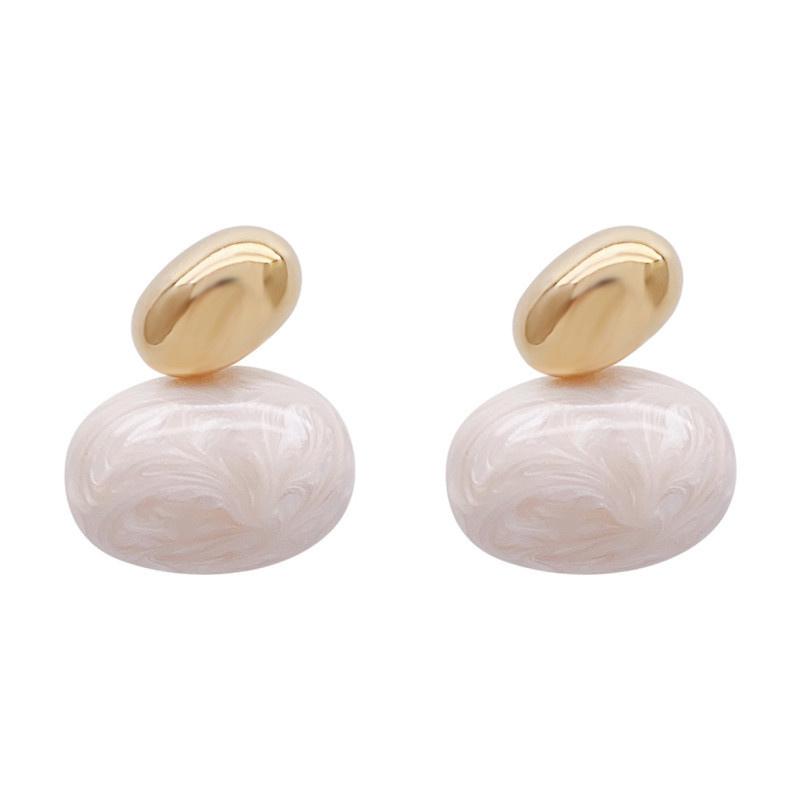 French Elegant Gold Color Bean Spliced Metal Drop Earrings for Korean Fashion Jewelry Party Women's Summer Accessorie 9