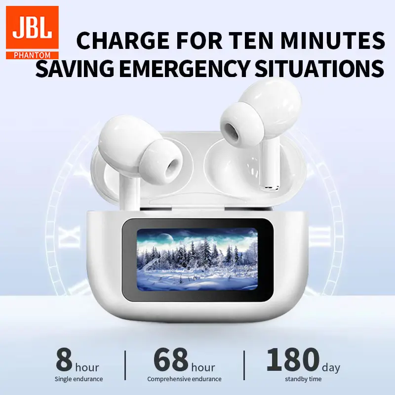 JBL Phantom A9 ANC Headphone Nirkabel Layar Sentuh LCD Bluetooth Earphone TWS Earbud Olahraga Tahan Air dengan Mikrofon Terintegrasi 3