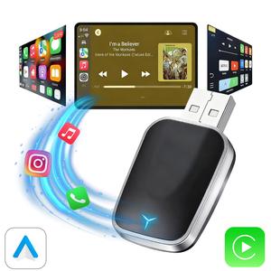 2026年 無線CarPlayアダプター AppleとAndroid両対応、安定接続、遅延無し、有線からワイヤレス化、ハンズフリー通話、Bluetoothカーアダプター、カーアクセサリー、Plug and Play、CarPlayドングル