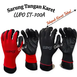 Sepasang Sarung Tangan Lupo ST-700A Telapak Karet Tebal Latex Antislip Gloves Serbaguna Bekebun Kerja Proyek