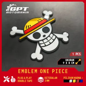 ONE PIECE LUFFY AKRILIK MIRROR EMBLEM TOPI JERAMI DOUBLE TAPE