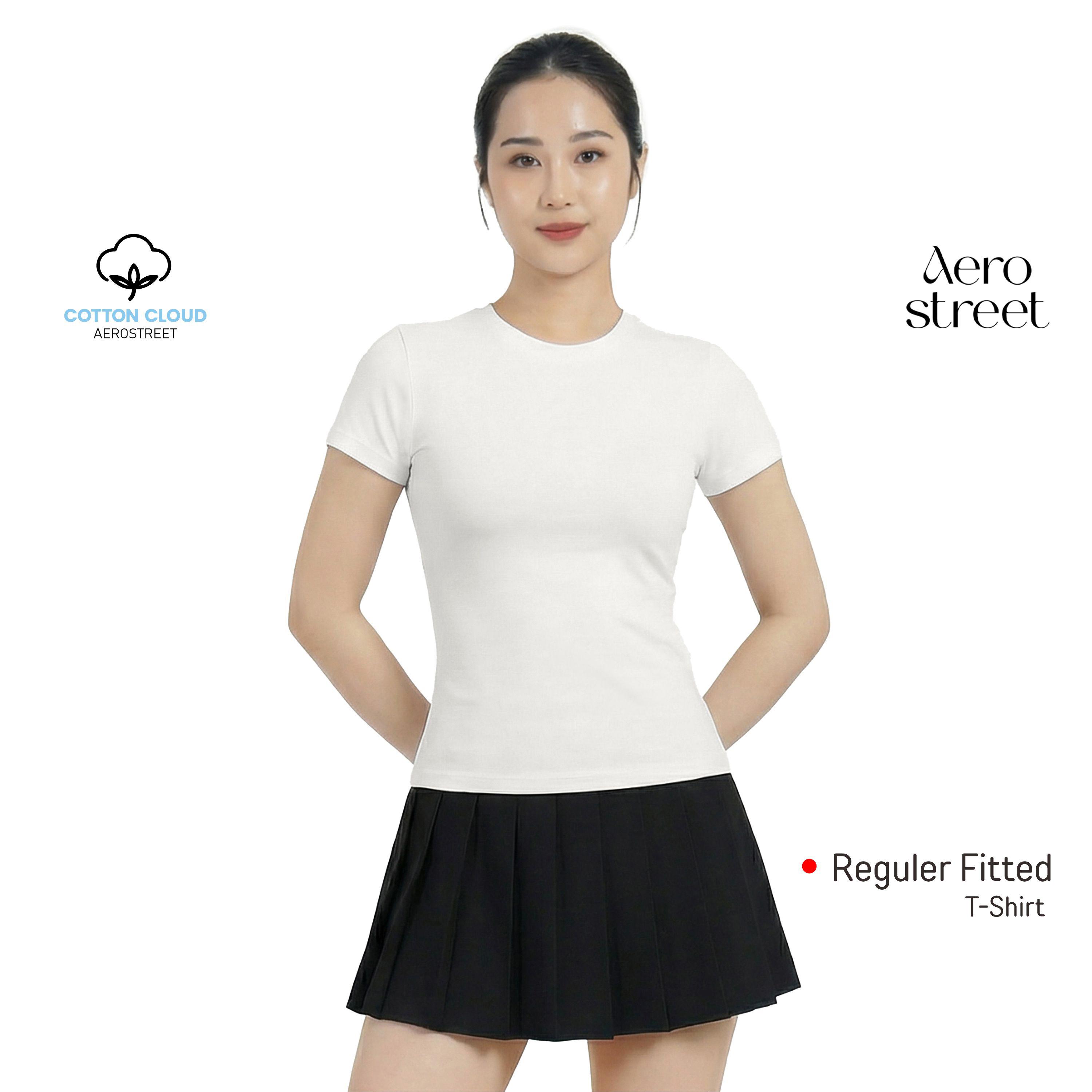 Aerostreet T Shirt Cotton Cloud Perfect Fit Fuji White Woman Fitted Tshirt 1B300