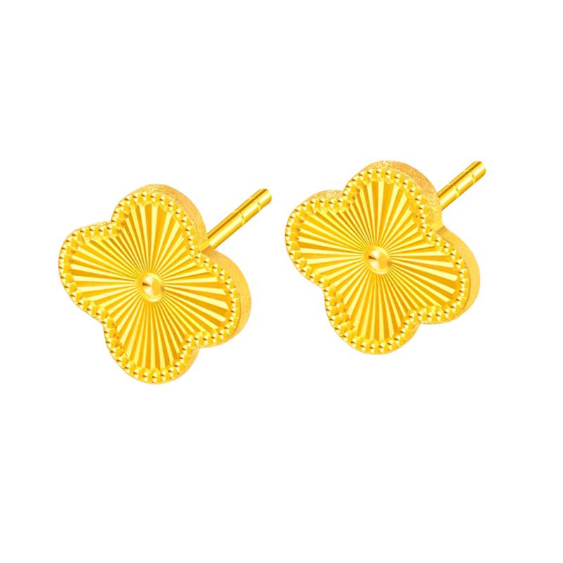 Product Introduction of 【Chow Tai Seng】Au999 Pure Gold 24K Clover Shining 5G Jewelry Set 11
