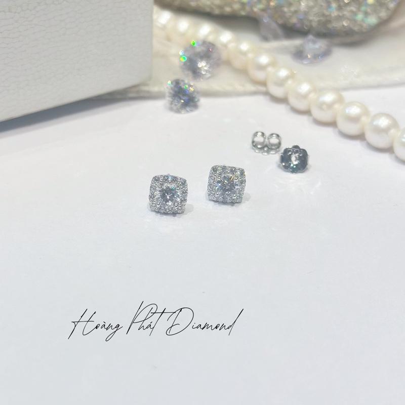 [ Hoàng Phát ] Phụ Kiện Bông Tai Bạc Ý 925 Vuông Tấm Nhỏ Kiểu X.o.à.n Chui Đẩy Xi Kim (B40)