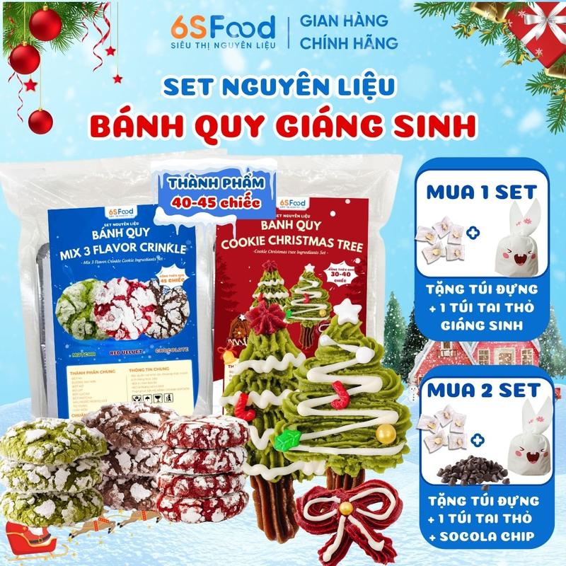  Set Nguyên Liệu Bánh Quy Giáng Sinh Crinkle Cookie Christmas Tree mix 3 vị Thành Phẩm 40-45 Chiếc Thơm Giòn Ngon 6SFOOD 