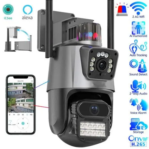 UNIG IP Camera CCTV 8MP 4K Dual Lens Outdoor Kamera Wifi Outdoor Waterproof Auto Tracking 360 Derajat Camera