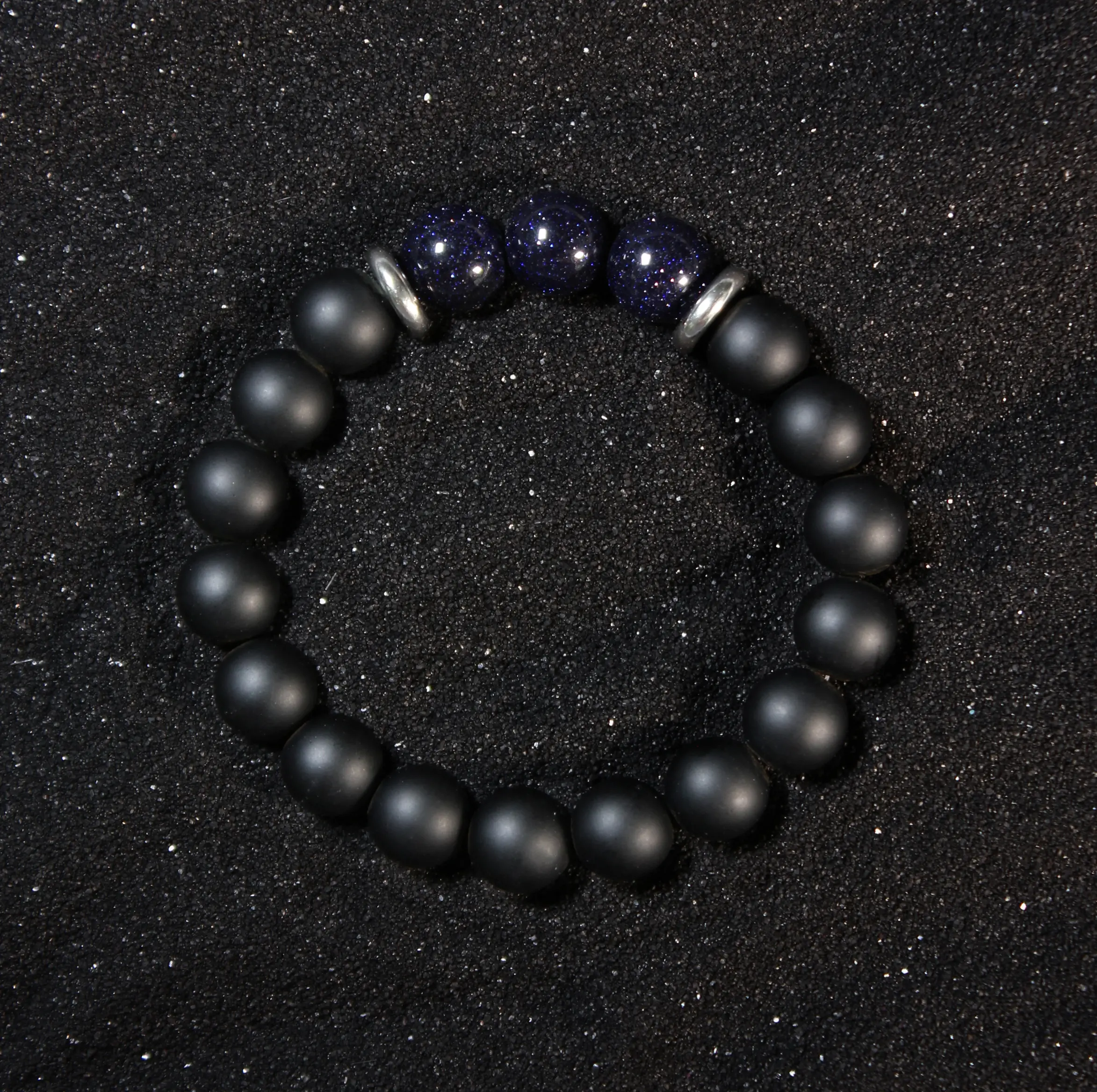 A0023 Blue Gold Stone & Matte Onyx (10mm)