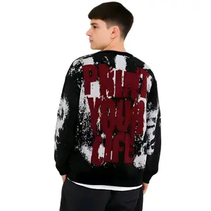 msa knit-Knitwear premium akrilik Atasan rajut print your Hitam Dewasa Nyaman Baju Pria Panjang