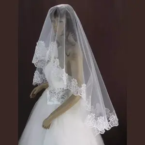 Cadar pernikahan Wedding Veil Putih Renda pengantin Veil