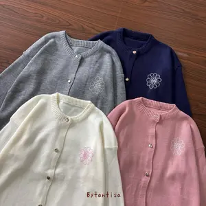 Bytantisa - Cardigan Rajut Flower Bordir Cute Bahan Lembut