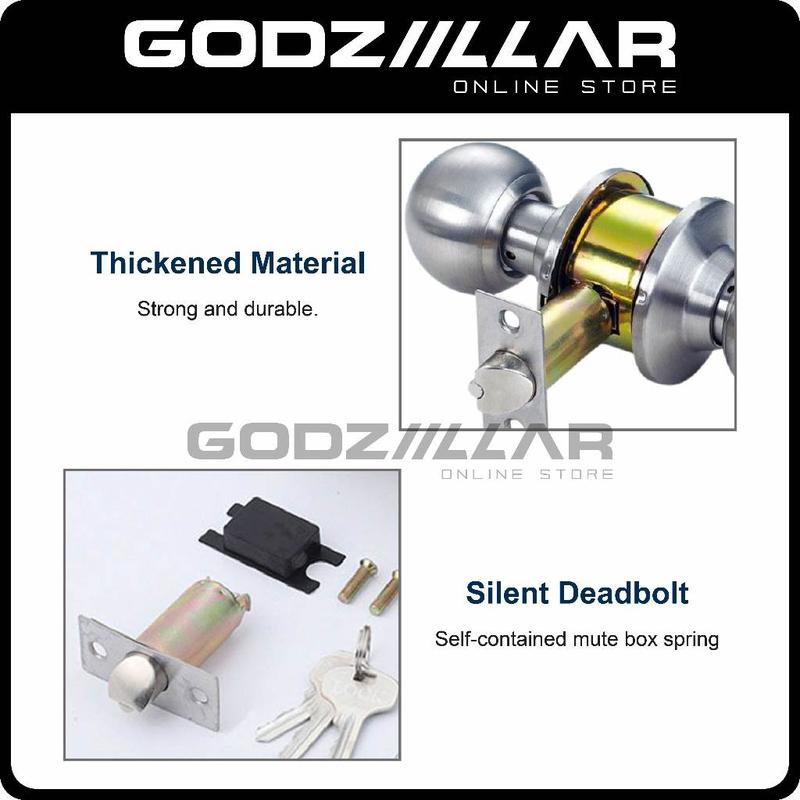Nietz N10 Premium Set Kunci Tombol Pintu Stainless Steel Tahan Karat Tombol Kunci Pintu Bilik Cylindrical Door Knob Lock Set Entrance Lock