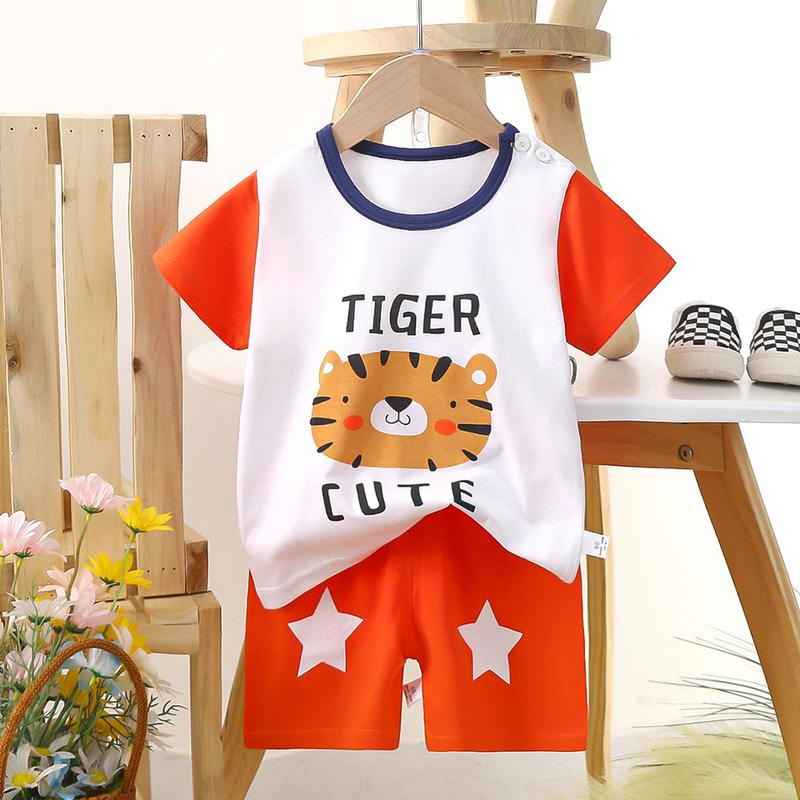 Product Introduction of (80-130cm) 0-6yrs Terno Short Sleeved Baby Kids Terno Set Outfit For Boy Girl T-Shirt Shorts Shirt Shorts Pattern Casual Pullover Children Suits Sando Sleeveless Nightwear Sleepwea R 45