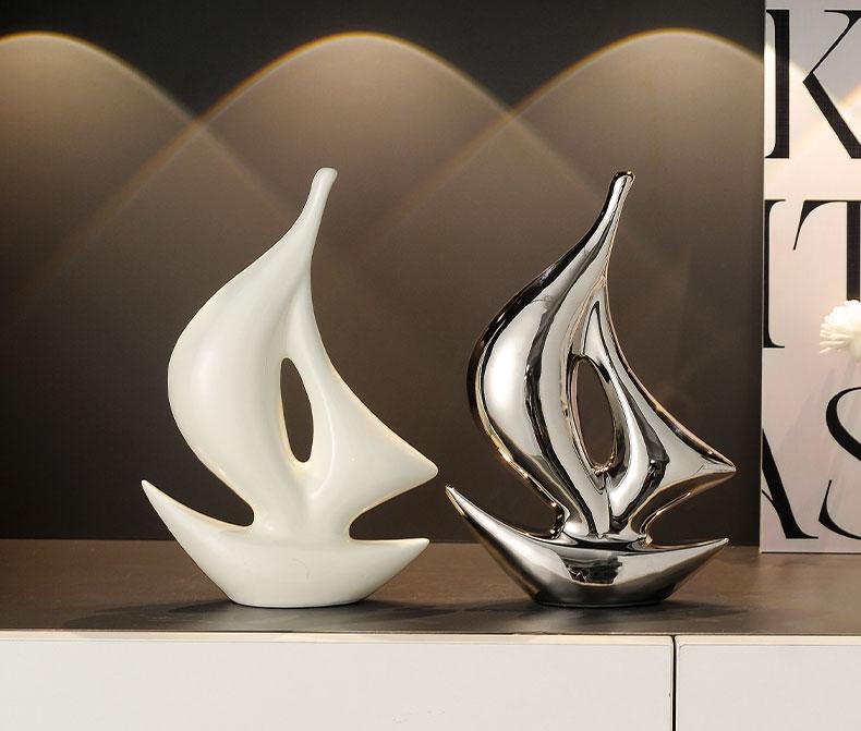 Product Introduction of Simple Modern Ceramic Sailboat Statue Creative TV Cabinet for Living Room Home Decorative Crafts 9