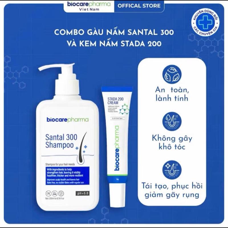 Combo hỗ trợ gàu, nấm ngứa da đầu bio care pharma 1 chai dầu gội + 1 tuýp kem nấm .
