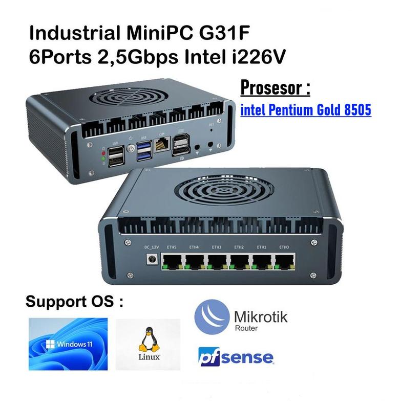 Industrial Mini PC G31F Intel Pentium Gold 8505 6 Port LAN 2.5G - Shop ...