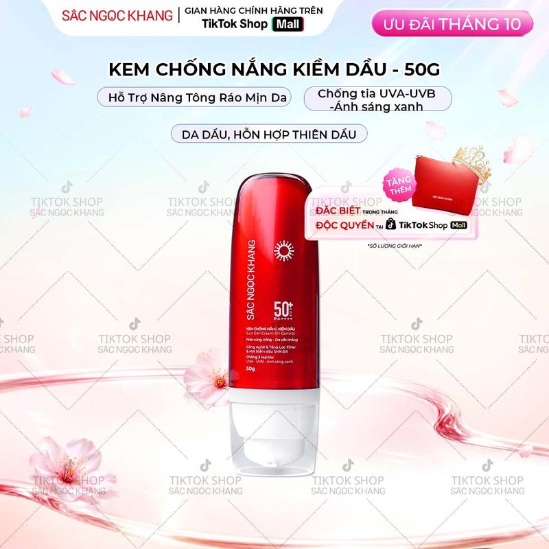 Kem Chống Nắng Kiềm Dầu Sắc Ngọc Khang Mới 50G - Hỗ Trợ Nâng Tông Tự Nhiên Hạn Chế Lão Hóa, Làm Đẹp Da Skincare Sunscreen